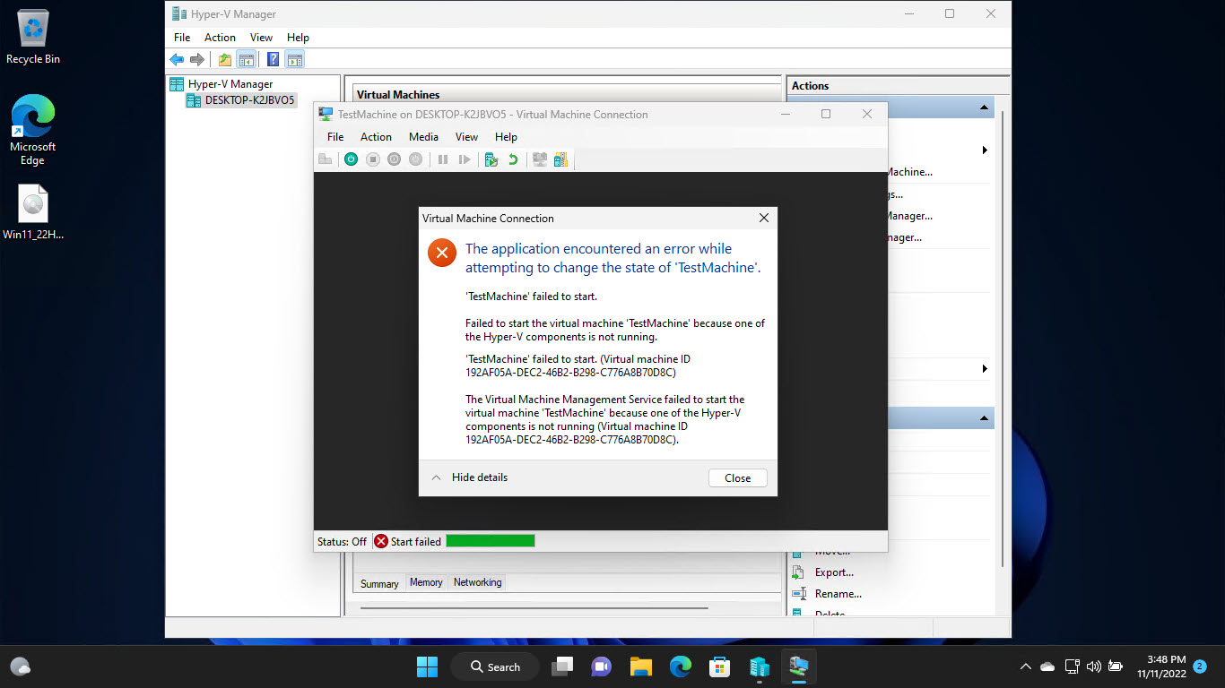 ВМ работала без вложенной виртуализации