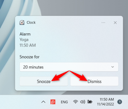 Отложить или отклонить будильник в Windows 10 или Windows 11