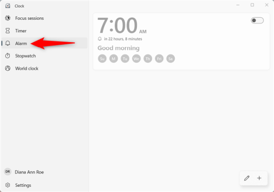 Доступ к будильнику Windows 11 или Windows 10