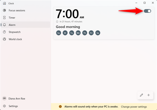 Как установить будильник в Windows 10 или Windows 11, включив существующий будильник