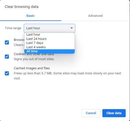 Выберите диапазон времени