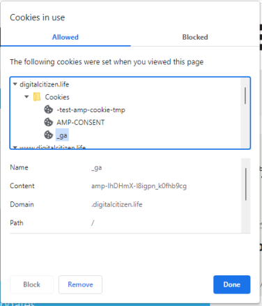 Просмотрите файлы cookie, сохраненные для текущего сайта.
