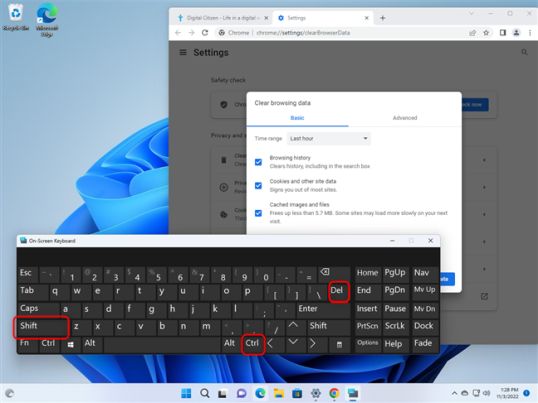 В Google Chrome нажмите Ctrl+Shift+Delete.