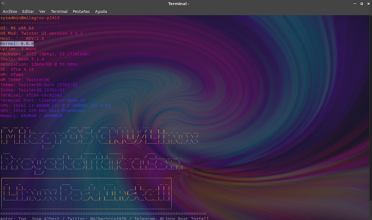 После установки