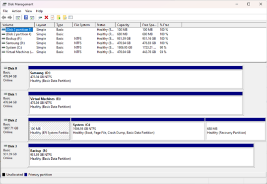 Несколько дисков и разделов на компьютере с Windows