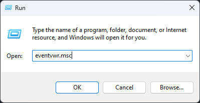 Откройте средство просмотра событий