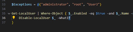 powershell скрипт для отключения локальных пользователей в windows