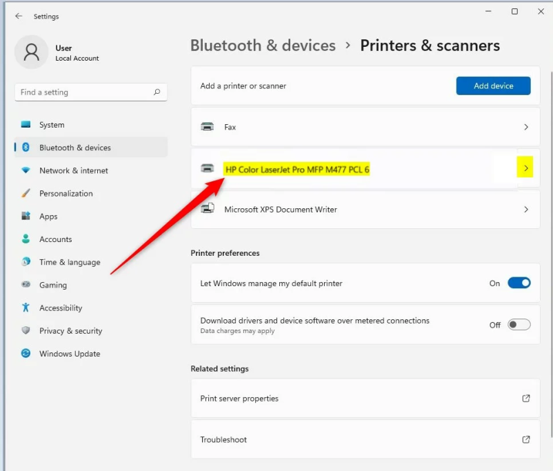 Список принтеров и сканеров Windows 11 на плитке