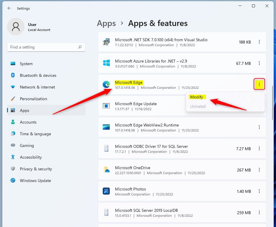 Windows 11 восстановить браузер Microsoft Edge