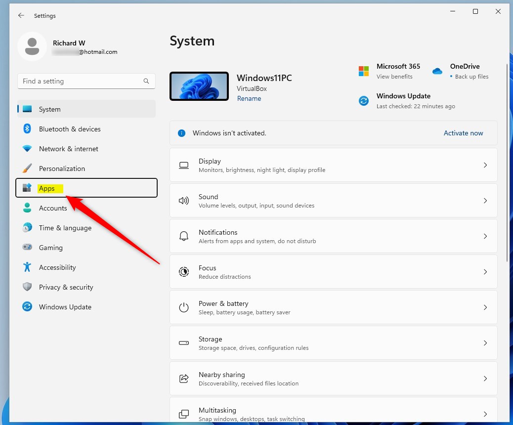 Windows 11 настройки приложения в меню