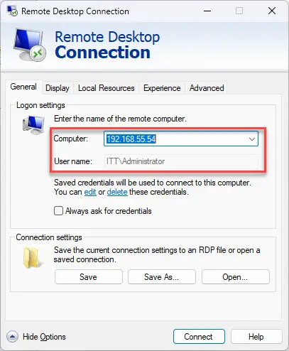 Введите данные подключения