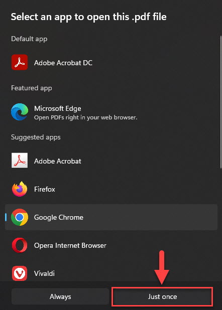 Открыть файл PDF в выбранном браузере только один раз