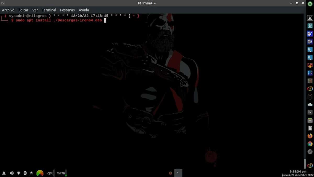 SRWare Iron: установка в GNU/Linux — шаг 2