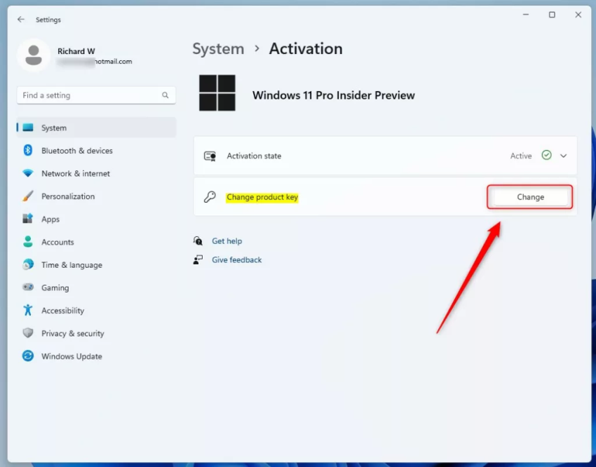 Windows изменить кнопку ключа продукта