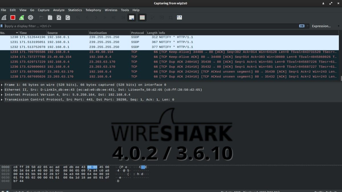 Wireshark 4.0.2 и 3.6.10: доступны новые версии
