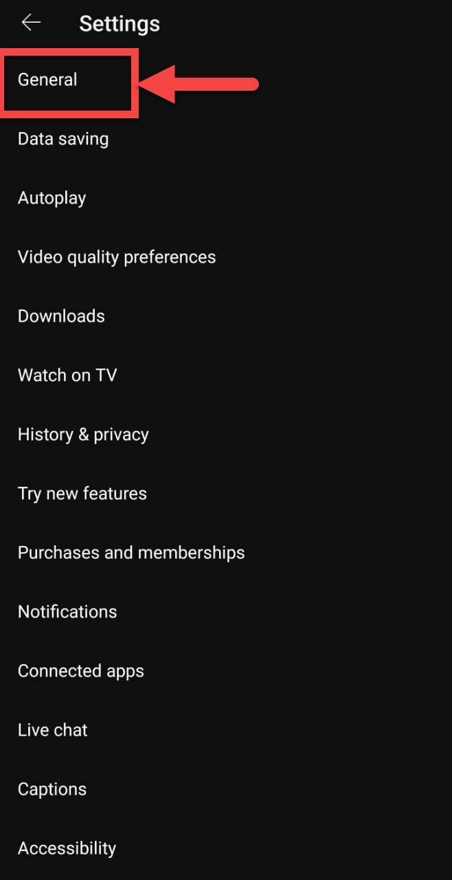 Нажмите Общие