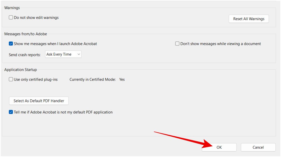 Хорошо, чтобы сохранить настройки Adobe Acrobat