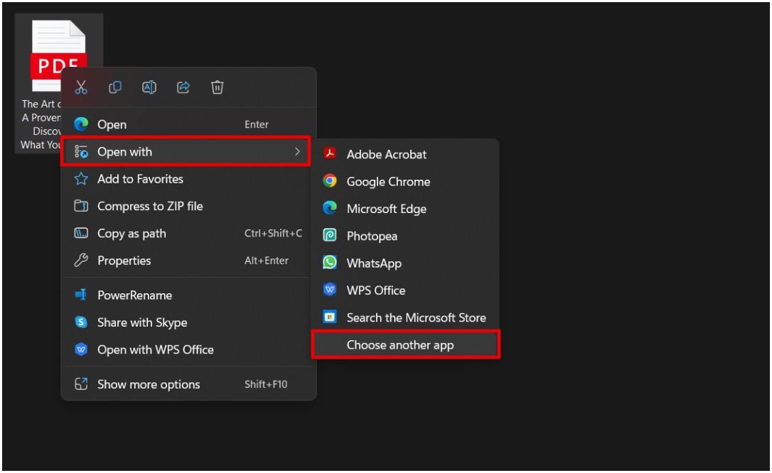 Открытие с опцией в проводнике Windows