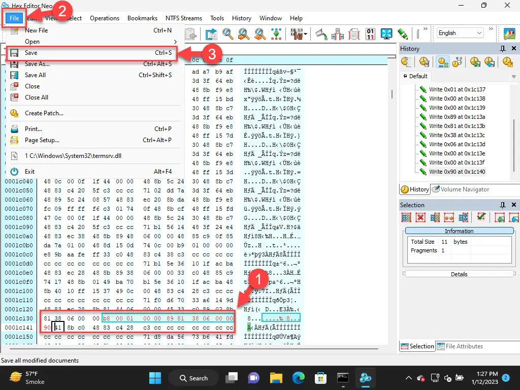 Сохраните новый файл DLL Termrv.