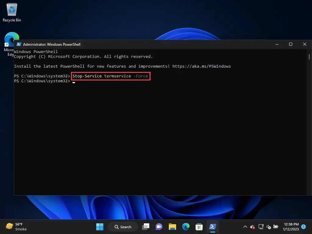 Остановить службу RDP из PowerShell