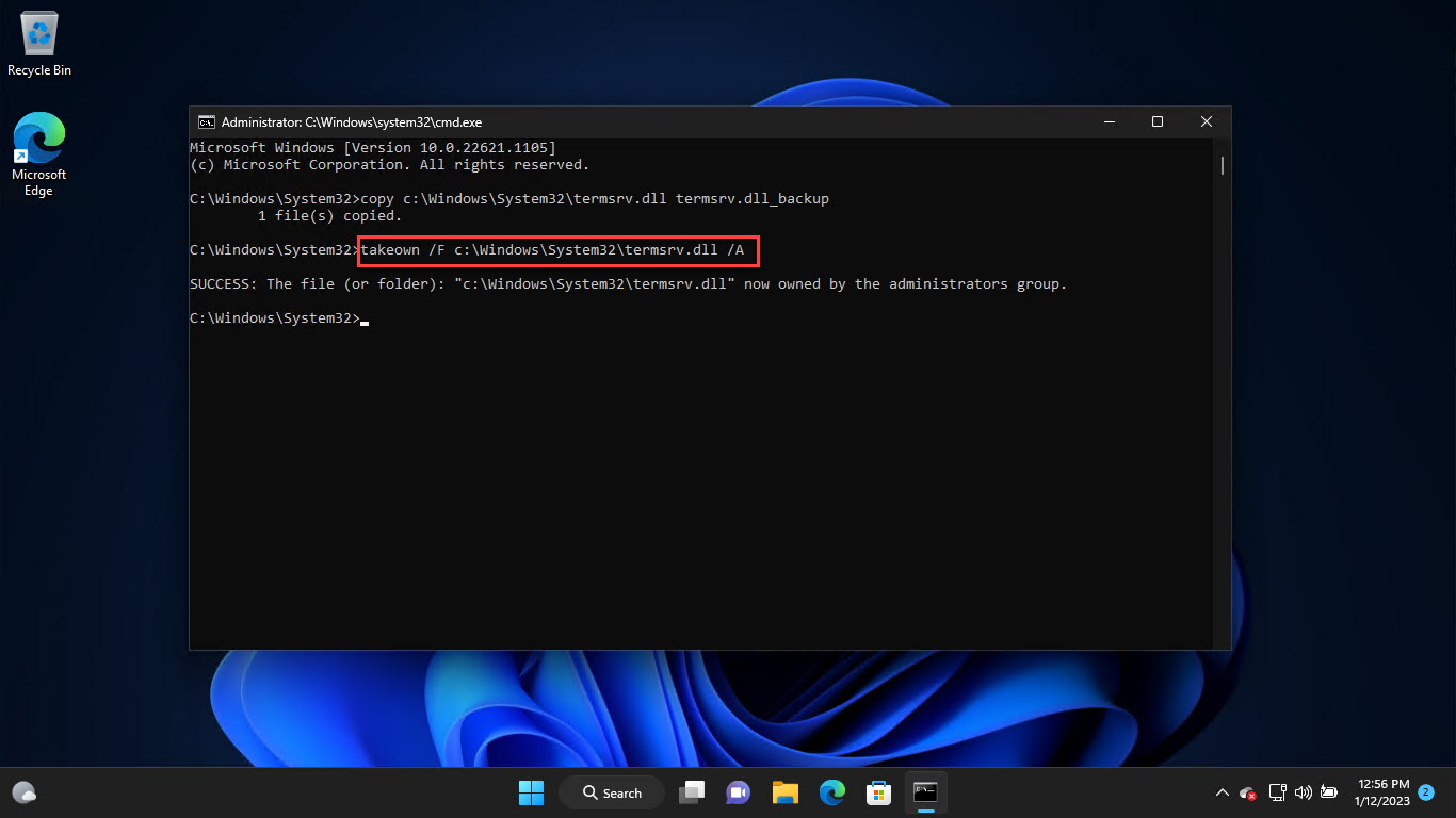 Взять на себя ответственность за DLL терминов