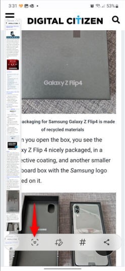 Коснитесь значка прокрутки несколько раз