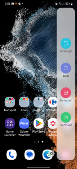 Выберите тип снимка экрана, который вы хотите сделать
