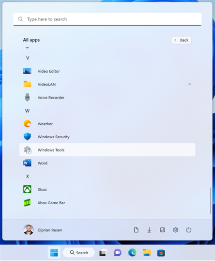 Нажмите или коснитесь Инструменты Windows