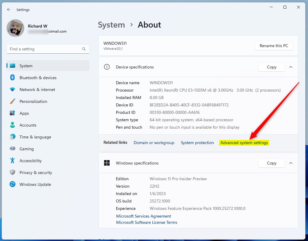 windows о дополнительных настройках системы