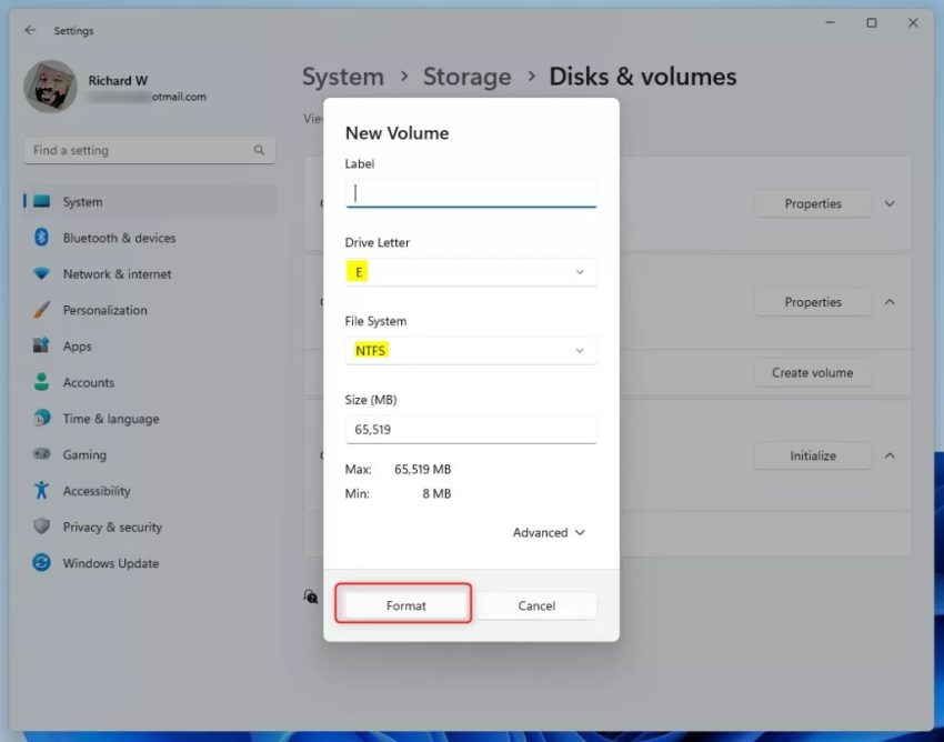 запрос на форматирование дисков Windows