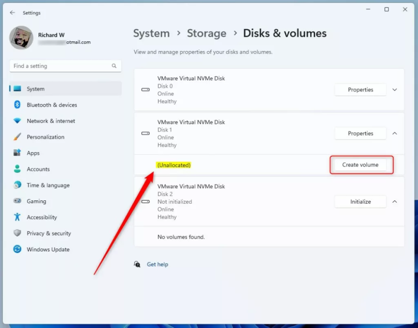 Windows нераспределенный диск создать том