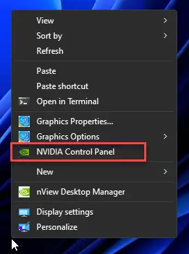Откройте панель управления Nvidia.