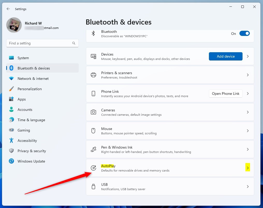 Плитка настроек автозапуска Windows