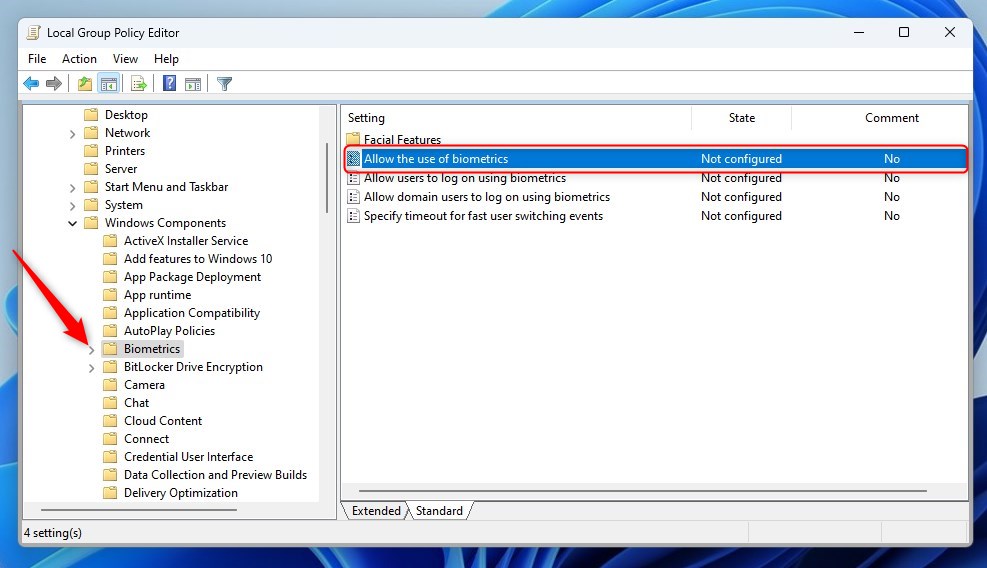 Windows позволяет использовать биометрию