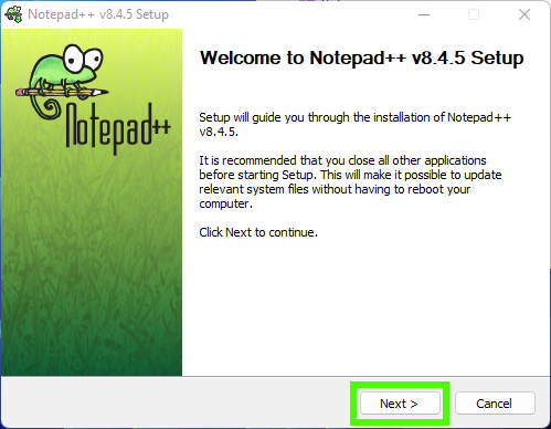 Окно установщика Notepad++