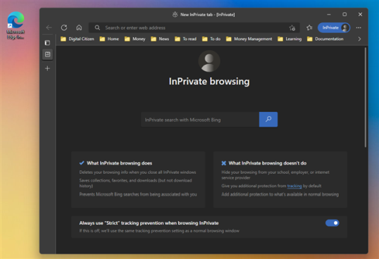 Ярлык браузера с параметром для его запуска в режиме инкогнито