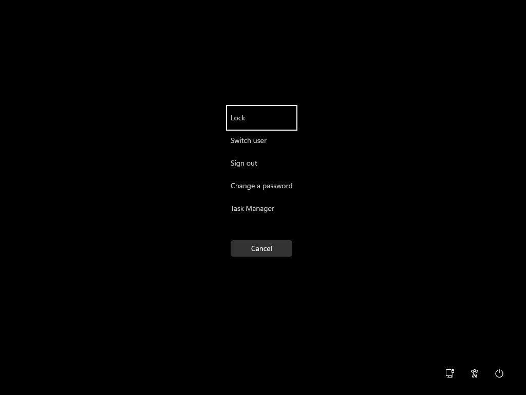 CTRL Alt Удалить экран