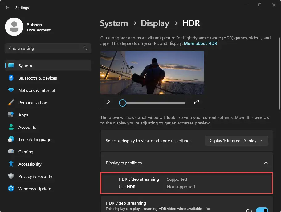 Проверьте, поддерживается ли HDR
