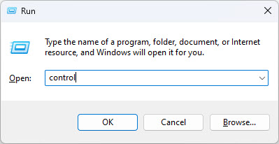 Откройте панель управления