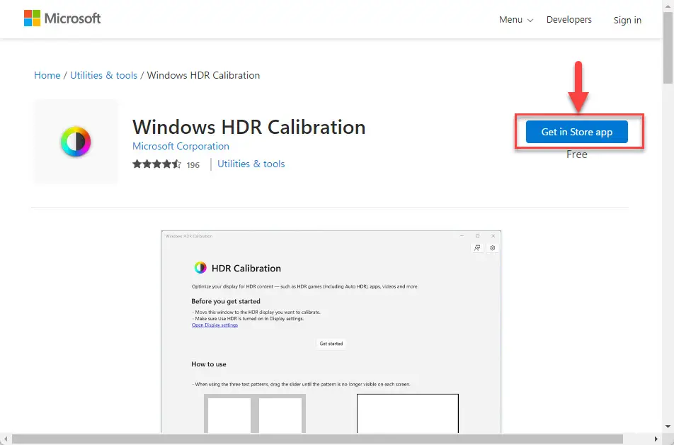 Загрузите приложение Windows HDR Calibration из Microsoft Store.