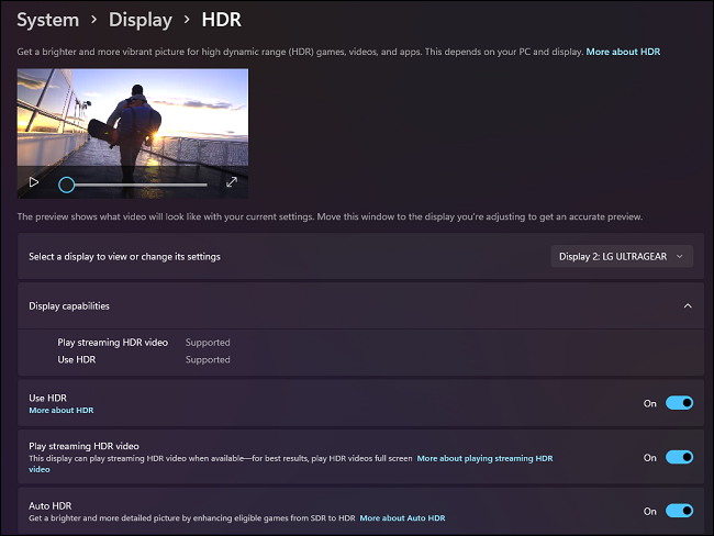 Включить HDR в Windows 11