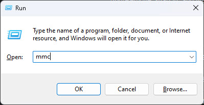 Откройте консоль управления Майкрософт.