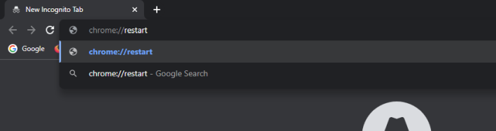 Перезапуск Chrome через адресную строку