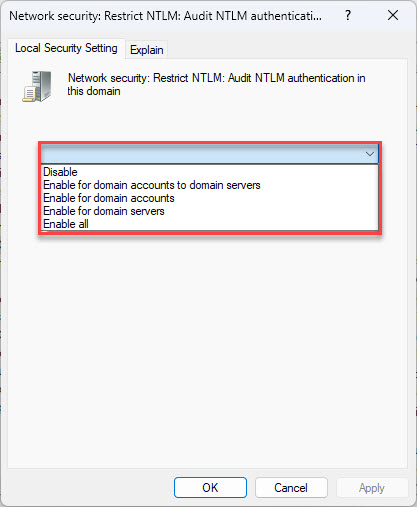 Установите политику, чтобы начать мониторинг трафика NTLM