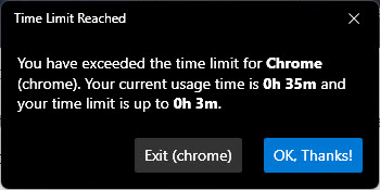 Уведомление об ограничении времени от Digital Wellbeing для Windows