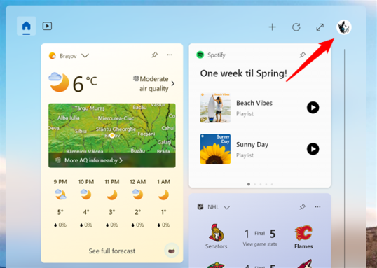 Чтобы изменить поведение виджетов, откройте их настройки.
