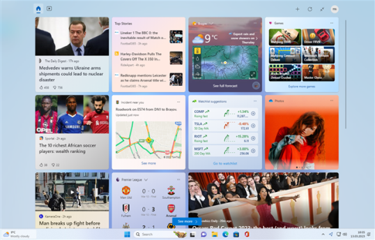 Чтобы закрыть виджеты Windows 11, щелкните или коснитесь за пределами области виджетов.