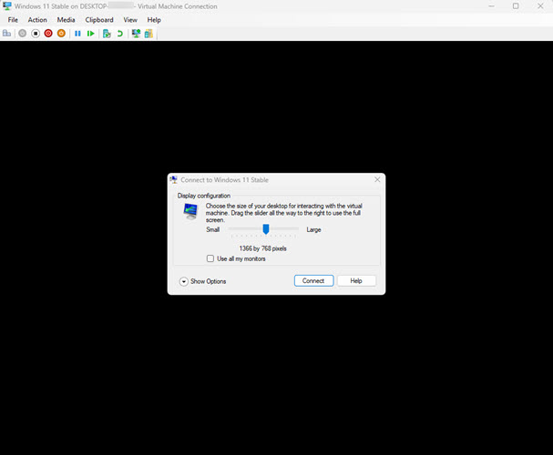 Подключитесь к виртуальной машине снова