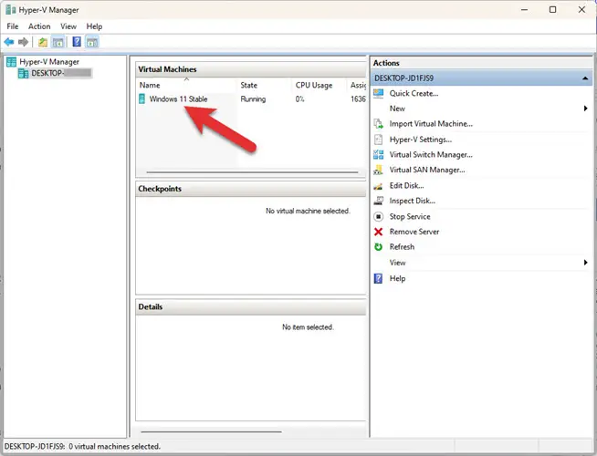 Запустить виртуальную машину в Hyper V