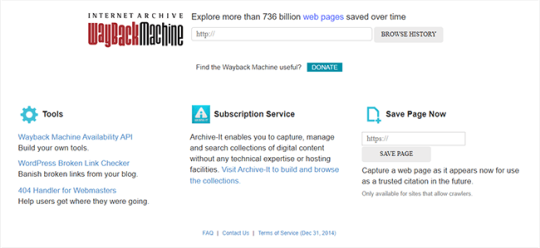 Домашняя страница Wayback Machine
